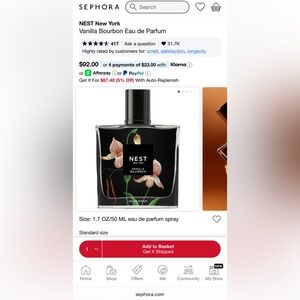 NEST VANILLA BOURBON 1.7 OZ EAU DE PARFUM SPRAY (BRAND NEW IN SEALED BOX)